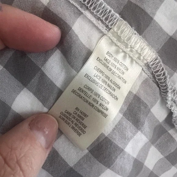 Simply Noelle sz. L, XL  white & gray checkered button up casual, office #1634 - Picture 9 of 10